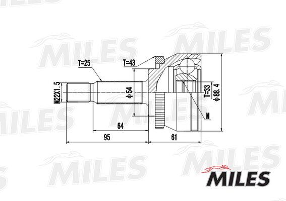 Шрус volvo S40 i/v40 1.6-1.8 95-04 нар. - Miles GA20509