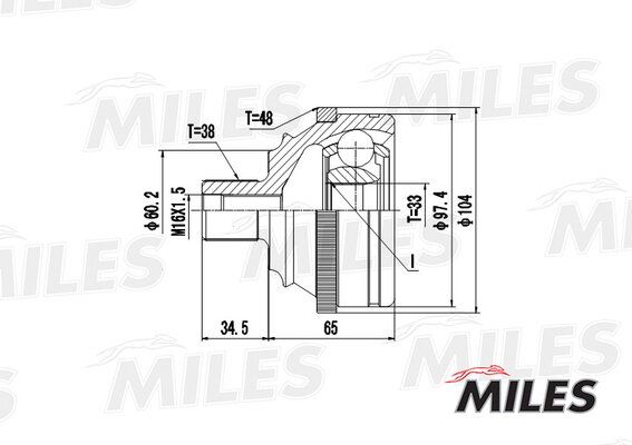 Шрус VW T4 1.8-2.5 90-03 нар.(ABS) - Miles GA20527