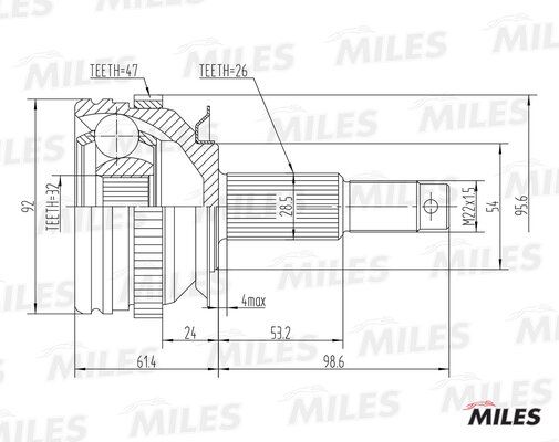 Шрус наружний ком/кт chrysler voyager 95-01 (abs+) 809029 - Miles GA20534