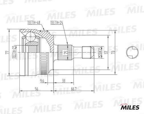 Шрус наружный левый/правый mercedes benz a-class (w168) +abs. - Miles GA20559