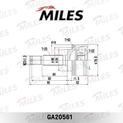 Шрус наружний ком-кт mitsubishi Spase Star 1,3 ABS - Miles GA20561