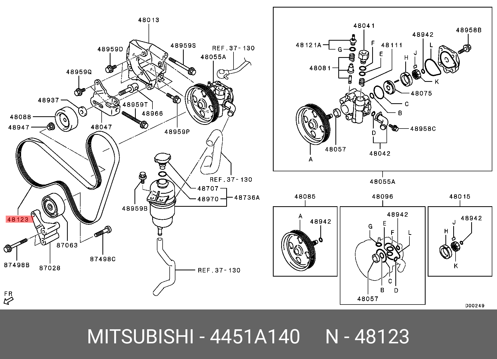 Ремень привода насоса ГУР - Mitsubishi 4451A140