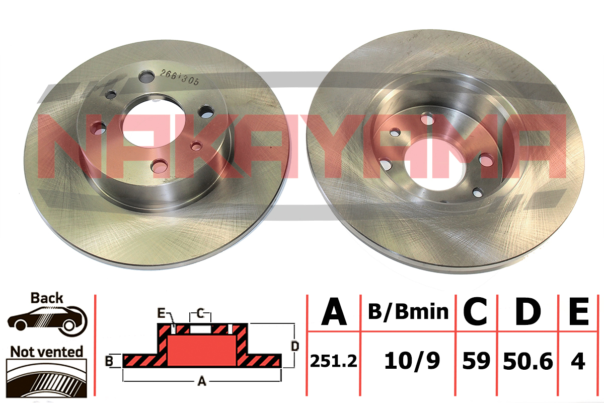 Торм.диск задний fiat bravo 07-, stilo 01-, lancia lybra 99-, thema 99- (251.5x10x4) - Nakayama Q4335