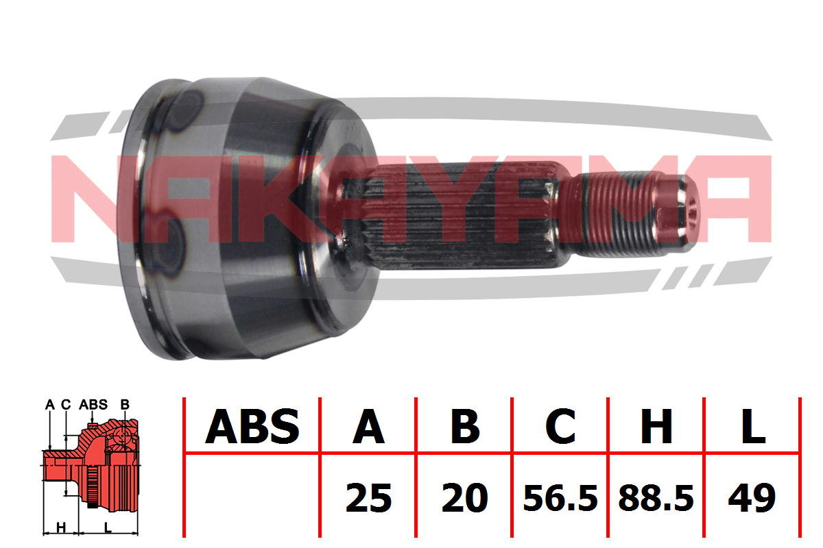 Шрус внешн. к-кт ford fiesta IV 1.3 08/95-01/02, k - Nakayama NJ262NY