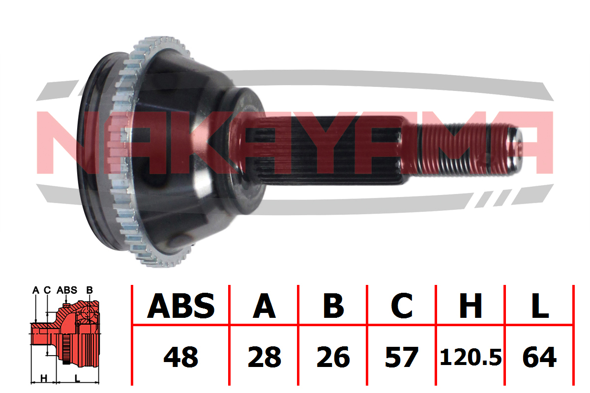 Шрус внешн. к-кт ford transit 00-06 (28x26x184.5x5 - Nakayama NJ255NY