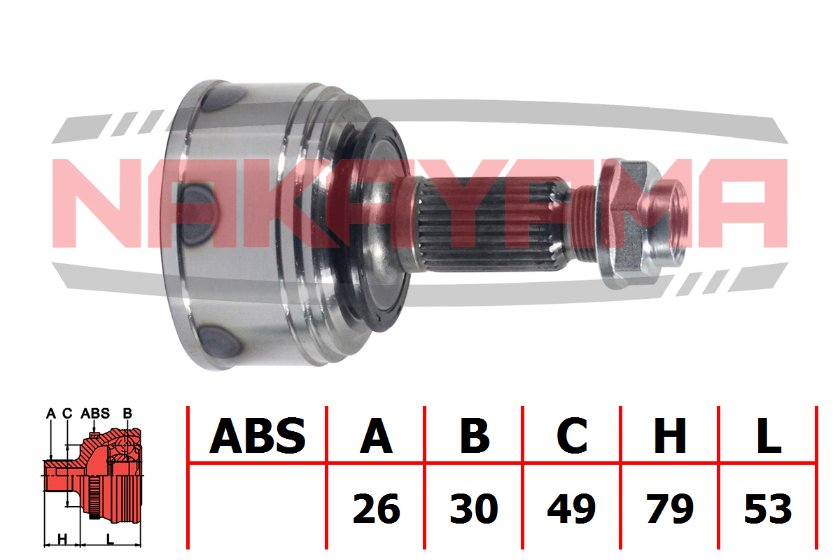 Шрус внешн. к-кт honda accord 1.6/1.8/2.0 11.85-9. - Nakayama NJ305NY