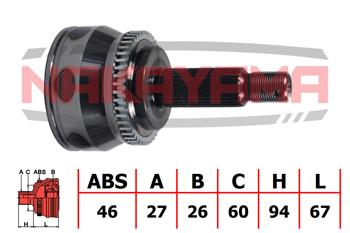 Шрус внешн. к-кт Hyndai i30, KIA Ceed 1.6/2.0CRDi - Nakayama NJ357NY
