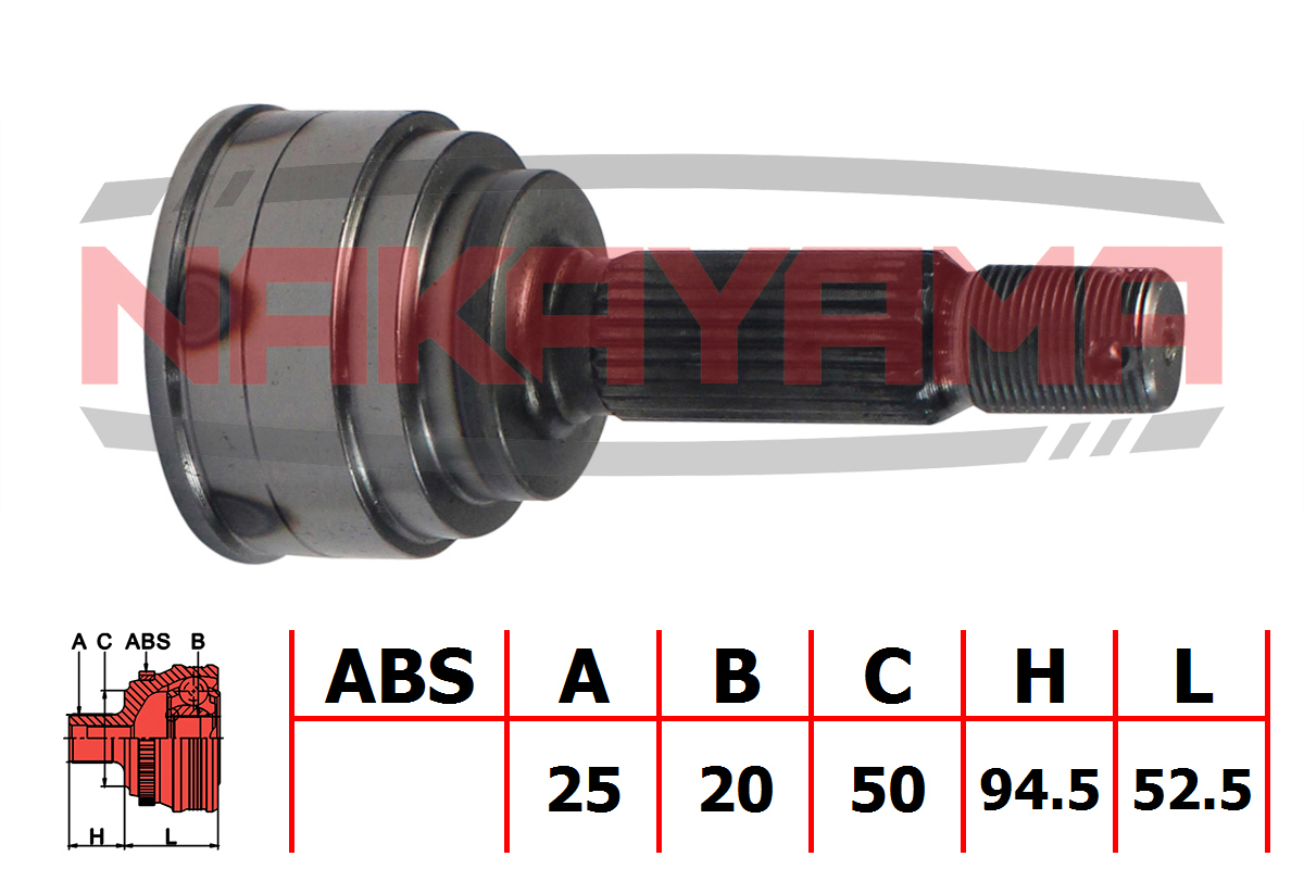 Шрус внешн. к-кт Hyundai Atos 1.0 98- (25x20x147x5 - Nakayama NJ707NY