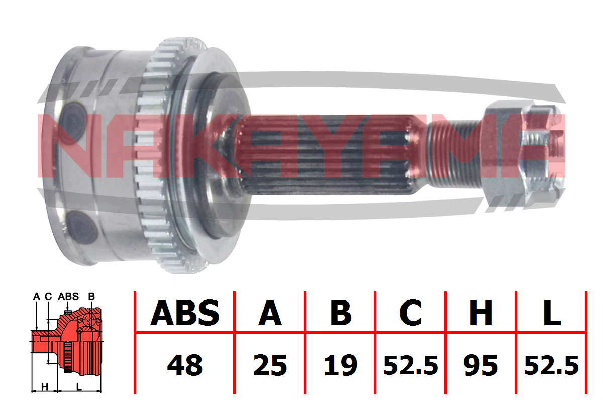 Шрус внешн. к-кт hyundai getz 02- (25x19x147.5x52. - Nakayama NJ339NY