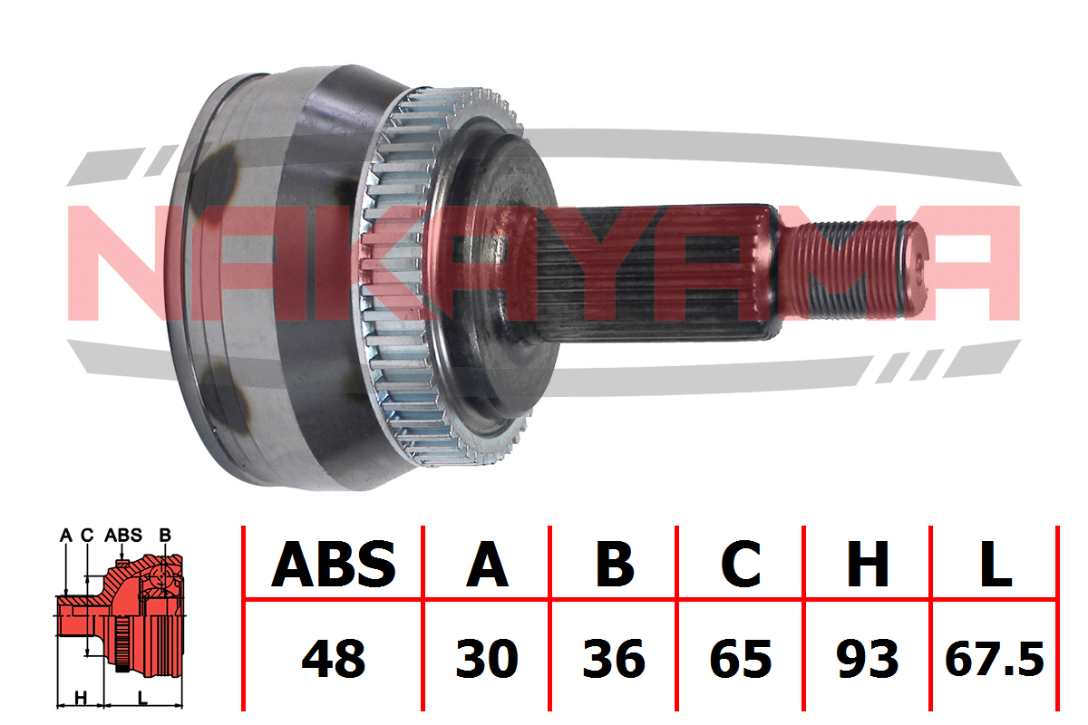 Шрус внешн. к-кт hyundai tucson 04-10 (30x36x160.5 - Nakayama NJ356NY