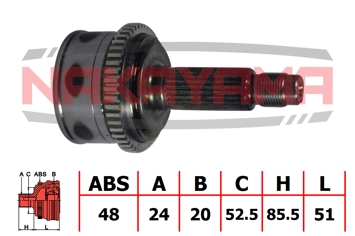 Шрус внешн. к-кт KIA picanto 04- (24x20x136.5x52.5 - Nakayama NJ372NY