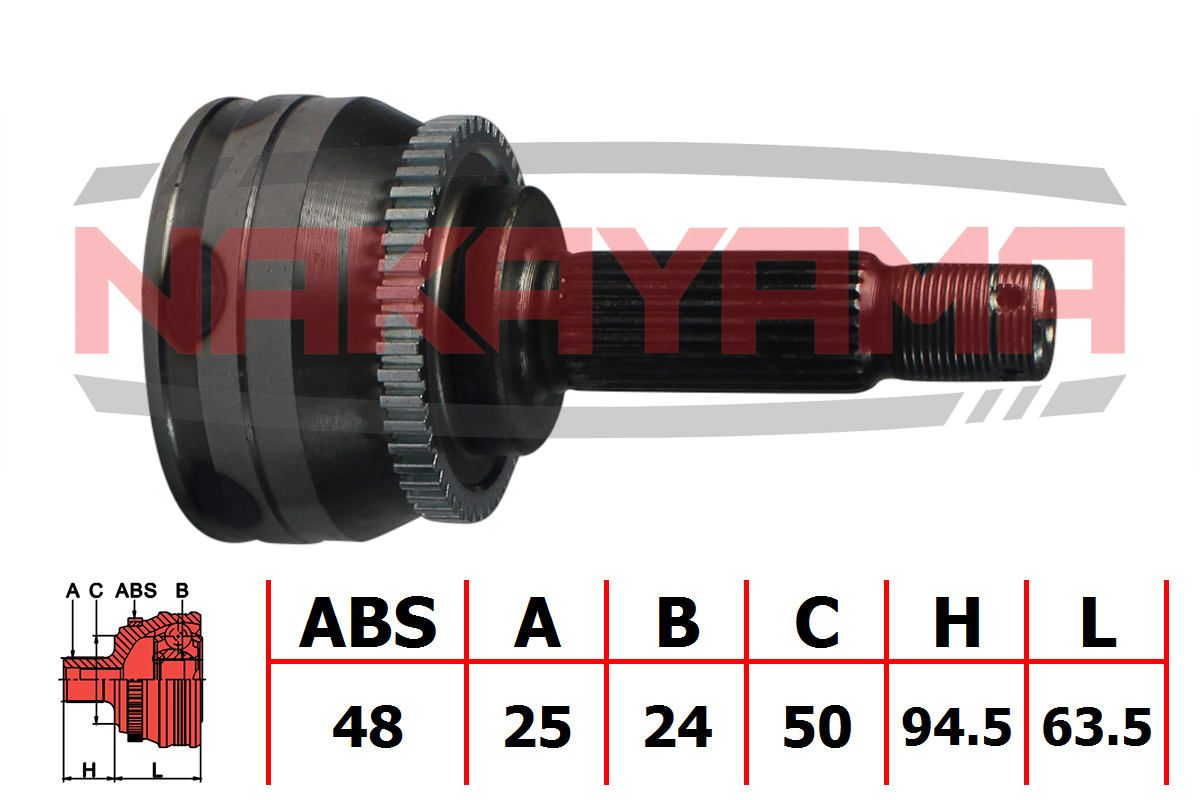 Шрус внешн. к-кт KIA RIO BN 1.5 CRDi d4fa -06, RIO - Nakayama NJ370NY