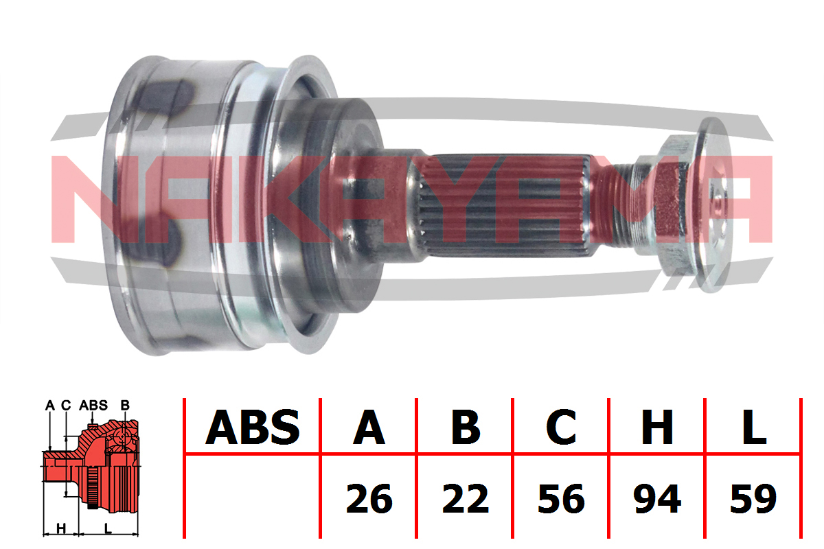 Шрус внешн. к-кт mazda 323 BG 1.6, 1.6 16v, 1.8 16 - Nakayama NJ280NY