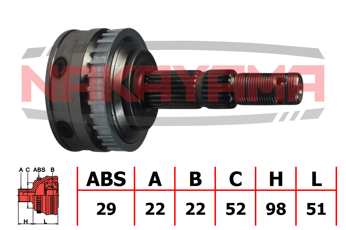 Шрус внешн. к-кт opel astra f 1.4, 1.6 91- (22x22x - Nakayama NJ546NY