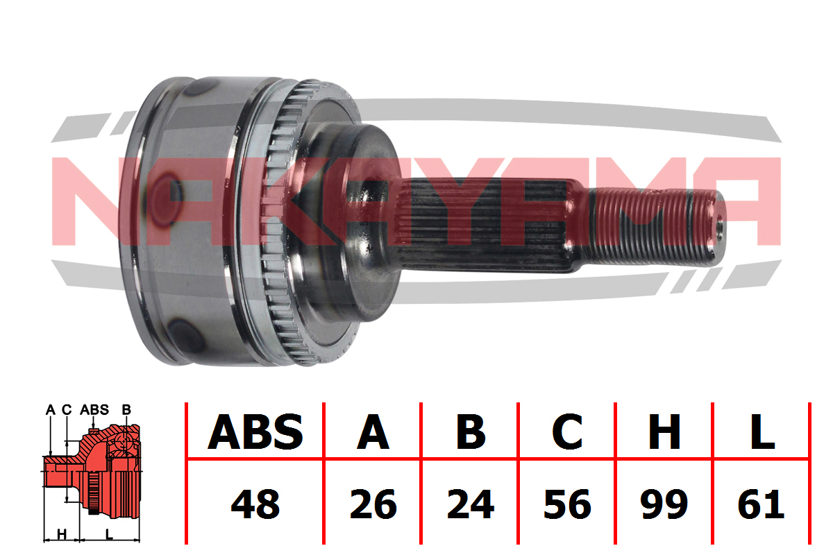 Шрус внешн. к-кт toyota avensis 99-03, avensis VER - Nakayama NJ643NY