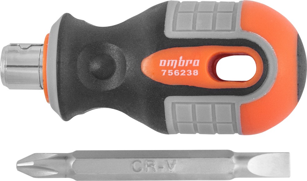 Отвертка стержневая двусторонняя round grip, РН2,SL6x38 мм - Ombra 756238