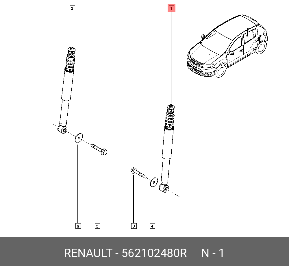 Амортизатор задний S2 - Renault 562102480R