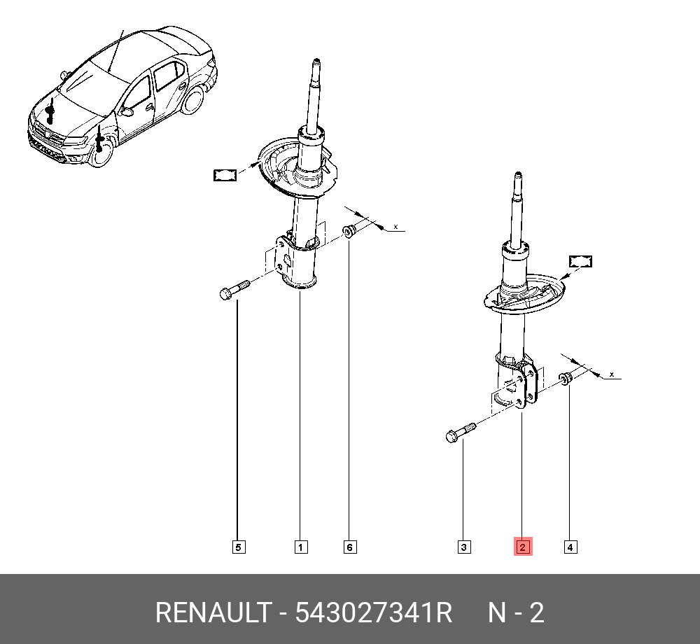 амортизатор передний (543026226r) (543025333r) | прав | - Renault 543027341R