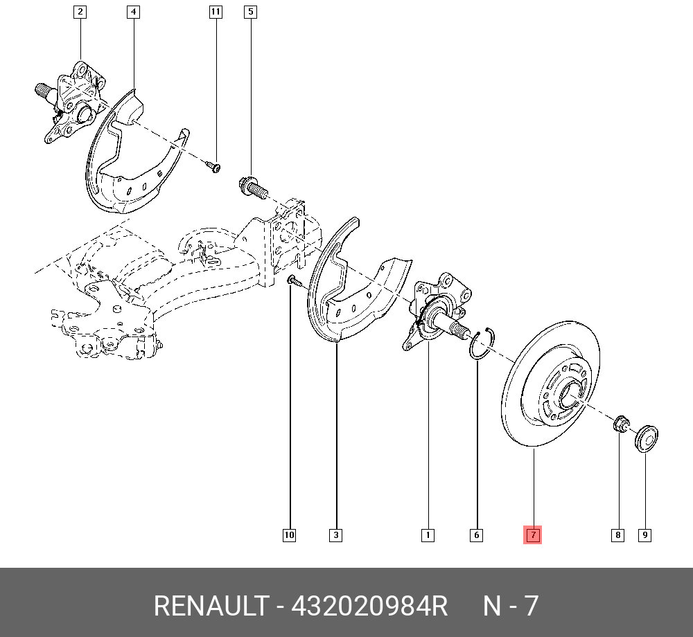 Диск торм. зад. 1ШТ СО ступичным подши  - Renault 432020984R