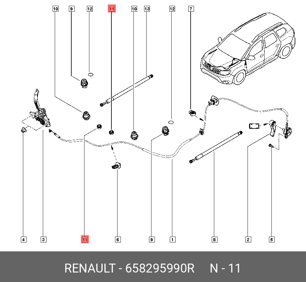 Упор капота - Renault 658295990R
