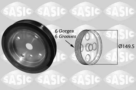 Шкив коленвала volvo s60, s80, xc90 2.4TDi 2156074 - Sasic 2156074