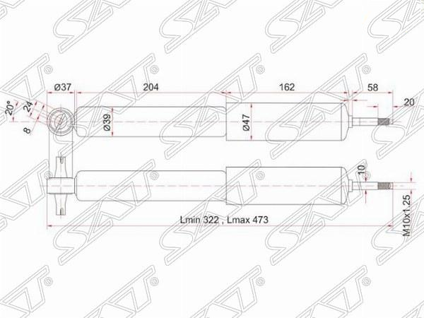 Амортизатор передний toyota lite/townace 2WD 98-01 lh=rh - SAT ST4850029705