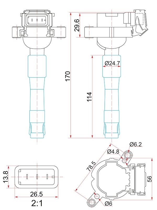 Катушка зажигания BMW e46/e36/e39/e38/e53/e52 - SAT ST12131703228