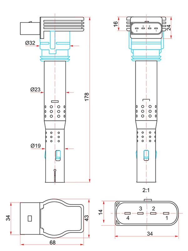 Катушка зажигания VAG a1/a3/a5/a6/q5/octavia/superb/yeti/golf/passat/tiguan - SAT ST07K905715F