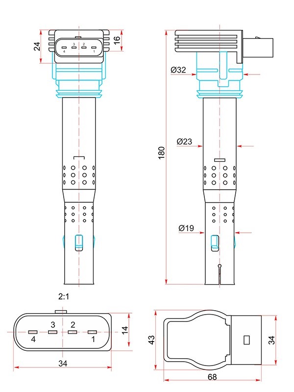 Катушка зажигания VAG a4/5/6/q3/5/octavia ii/superb ii/amorok/passat vi/vii/tiguan/touran - SAT ST06H905115B