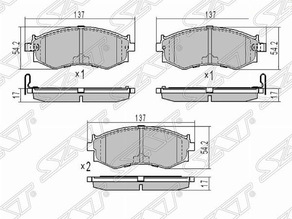 Колодки тормозные FR nissan primera p11/bluebird u14/avenir W10 - SAT ST410600E590