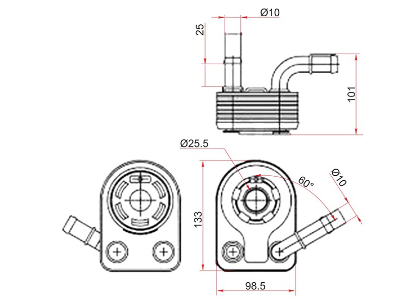 Радиатор масляный ford c-max 10-/fiesta 08-/focus II 04-11/focus III 11-/kuga 13-/mondeo 07-/volvo s - SAT ST1852773