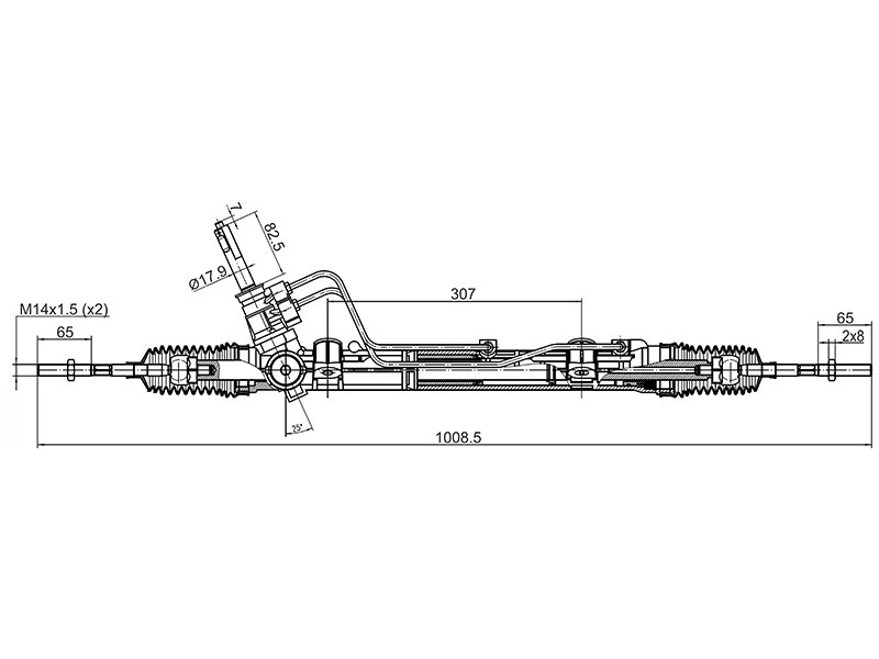 Рейка рулевая logan/sandero 05-/almera G15 11-/largus LHD (с гур) - SAT ST6001547608