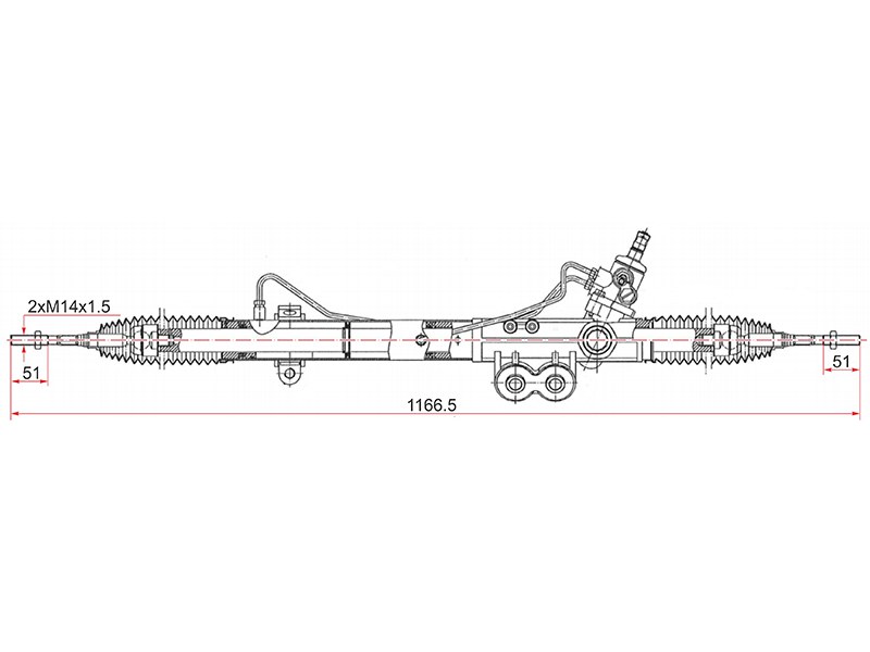 Рейка рулевая nissan navara 05- LHD - SAT ST-49200-EA015