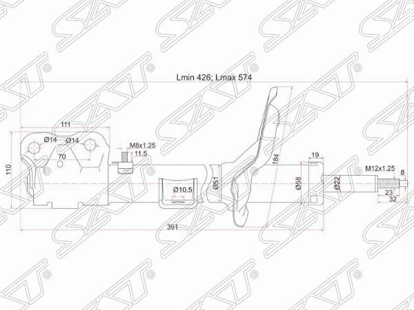 Стойка передняя mitsubishi outlander xl/citroen c-crosser/peugeot 4007 07- LH  | перед лев | - SAT ST4060A173