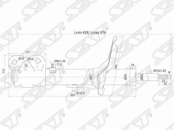Стойка передняя mitsubishi outlander xl/citroen c-crosser/peugeot 4007 07- RH  | перед прав | - SAT ST4060A174