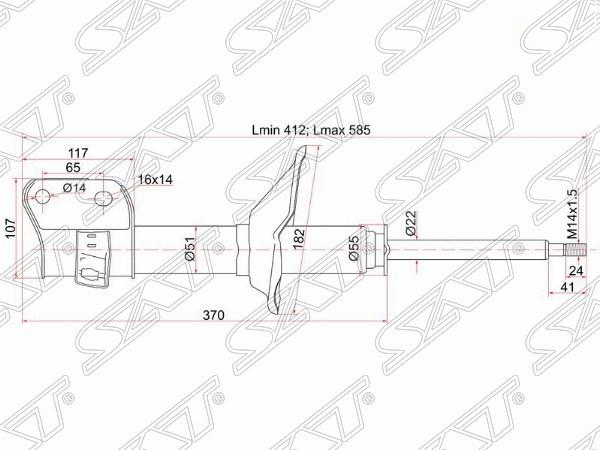 Стойка передняя subaru impreza/legacy 92-03 LH - SAT ST20314AA030