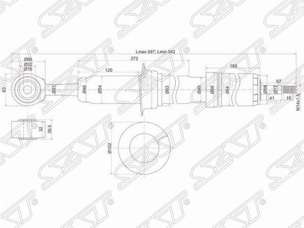 Стойка передняя toyota land cruiser 200 07- lh=rh - SAT ST4851069395