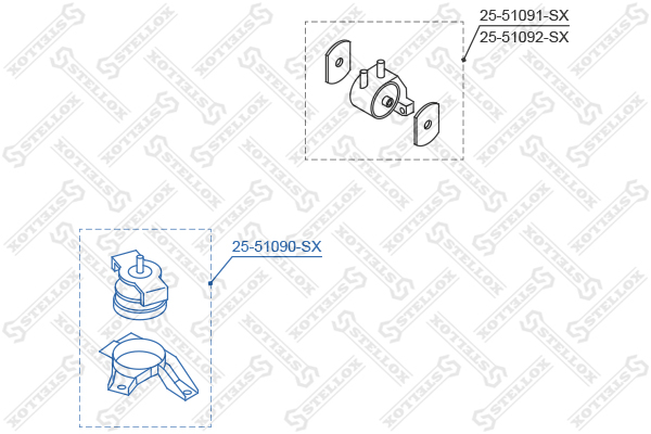Подушка ДВС Hyundai Getz 1.1-1.6 02> | прав | - Stellox 25-51090-SX