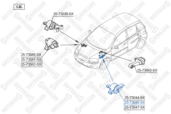 Подушка ДВС л. Daewoo Kalos 1.4 sohc MPI | лев | - Stellox 25-73045-SX