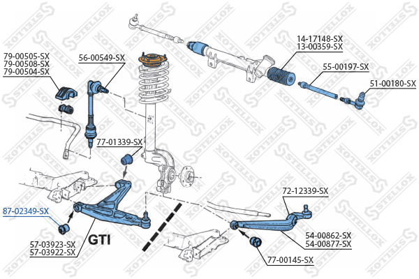 87-02349-SX_сайлентблок рычага внутр.! Peugeot 309 all 84-94 | перед лев | - Stellox 8702349SX