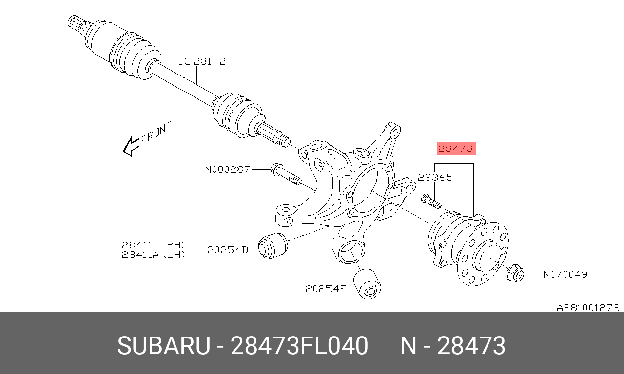 Подшипник ступицы колеса | зад | - Subaru 28473-FL040