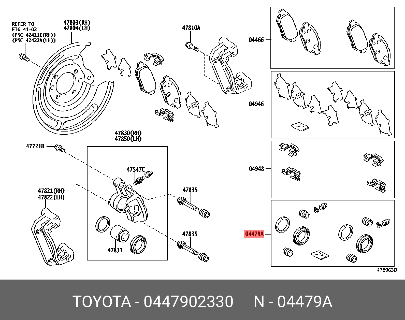 Ремкомплект суппорта - Toyota 447902330