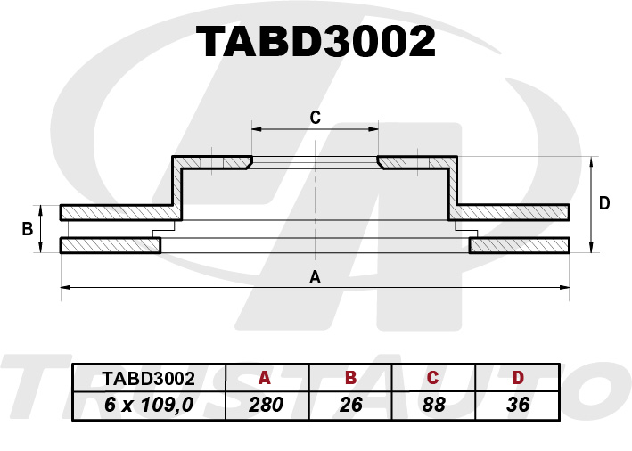 Тормозной диск (ta) | перед | - TRUSTAUTO TABD3002