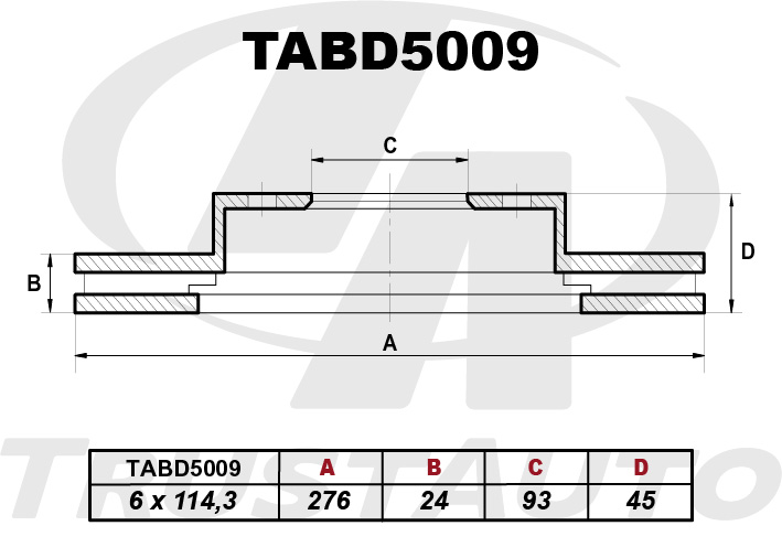 Тормозной диск (ta) - TRUSTAUTO TABD5009
