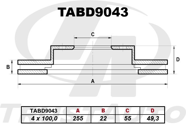 Тормозной диск (ta) - TRUSTAUTO TABD9043