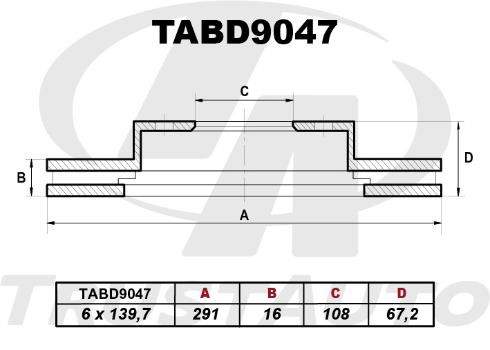 Тормозной диск (ta) - TRUSTAUTO TABD9047