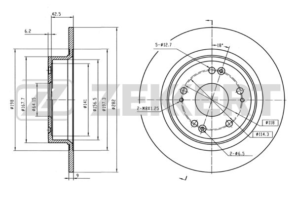 Диск торм. задн. Honda Accord viii 08- Zekkert BS-5683