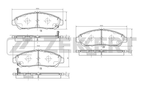 Колодки торм. диск. передн. Acura MDX II 06-, Honda Pilot II 11- Zekkert BS-1958