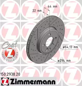 Диск торм mini r52/r56/r57/r50/r53/r59 01-15 ПЕР в - Zimmermann 150293820