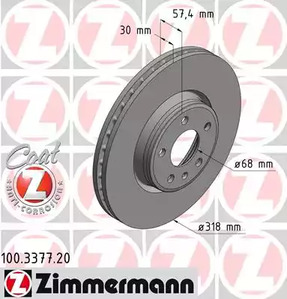 Диск тормозной audi Coat z | перед | - Zimmermann 100337720